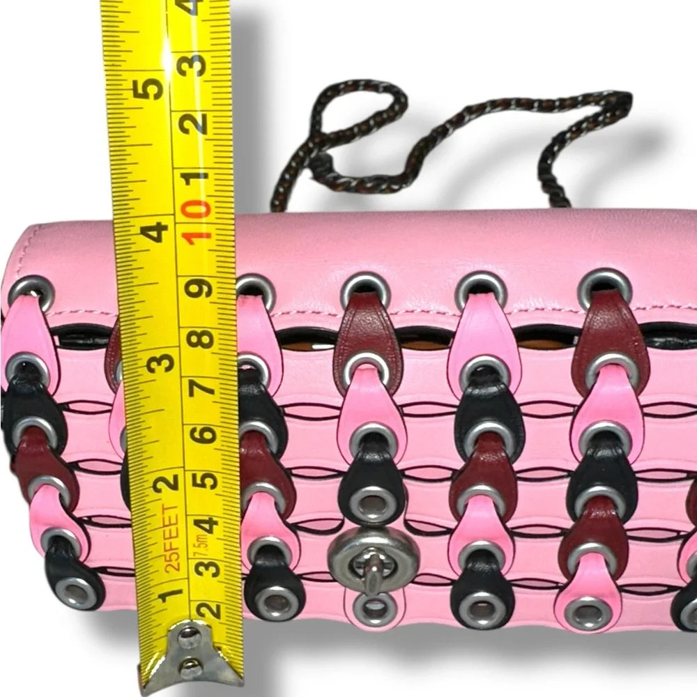 Coach Pink Woven-Link Crossbody with Multicolor Chain Accents